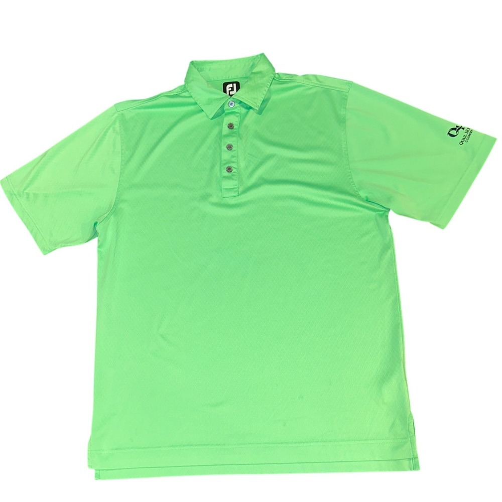 FootJoy Mens Quail Hollow Country Club Golf Polo Shirt Lime Green Textured L - Picture 2 of 11